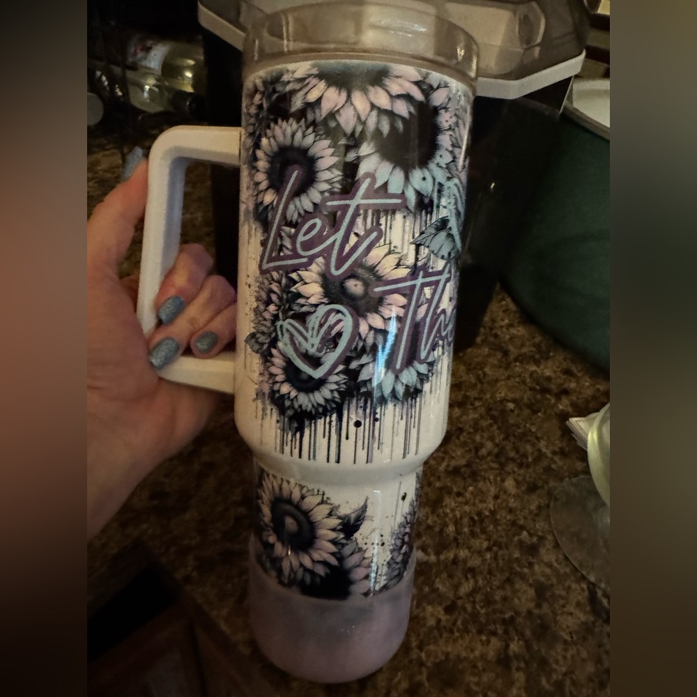 Tumbler 40 ounce “Let Them” metal cup w/ glitter boot